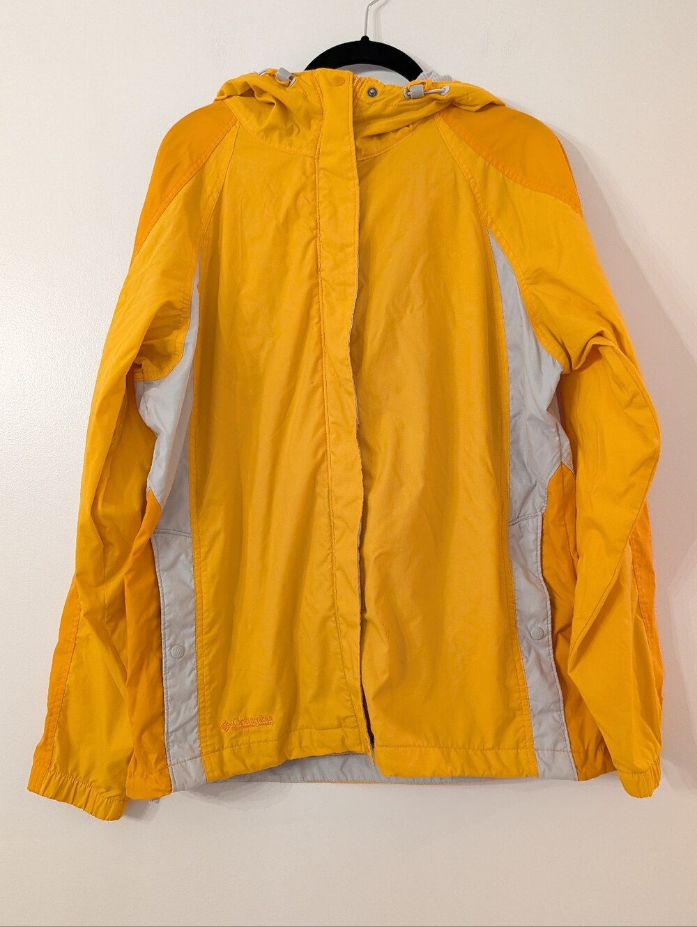 Columbia Womens Yellow Hooded Lightweight Rain Jacket Windbreaker Size Large